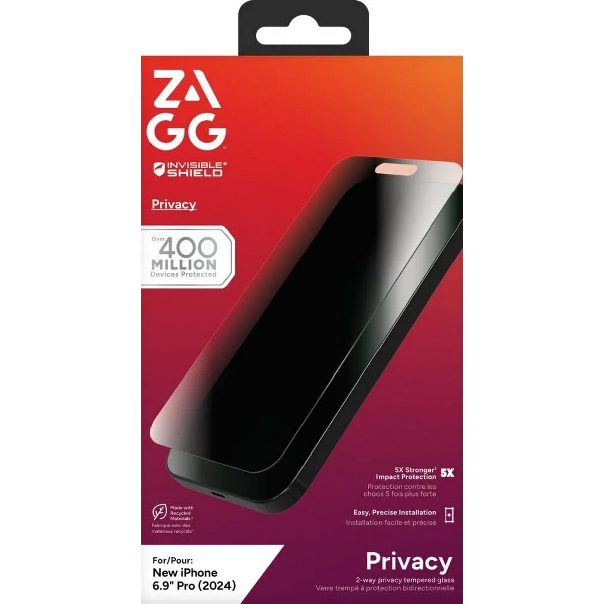 Película de Vidro Zagg InvisibleShield Glass Elite Privacy para iPhone 16 Pro Max 4