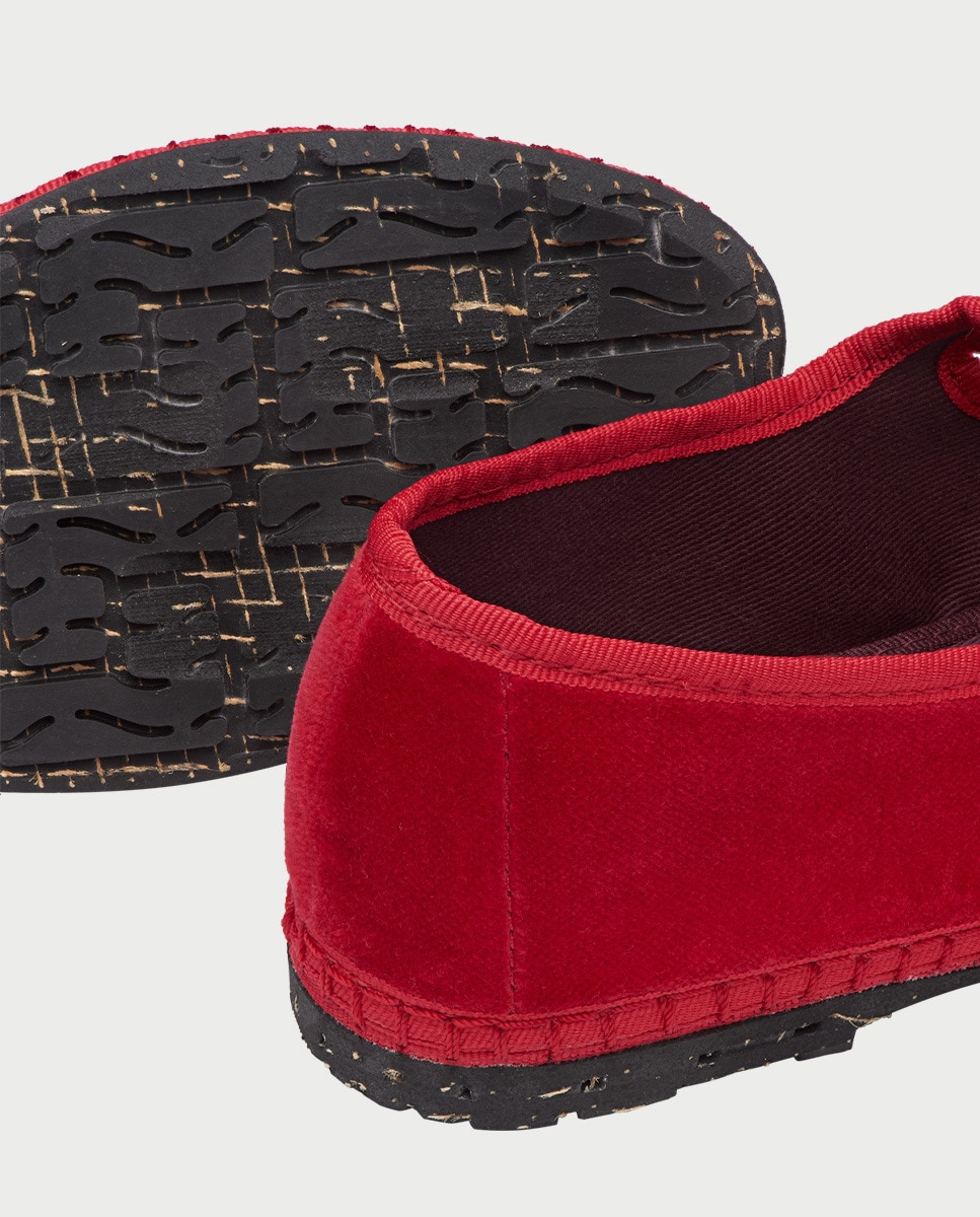 Sapatos de Presilha Mellark em Veludo Vermelho-3