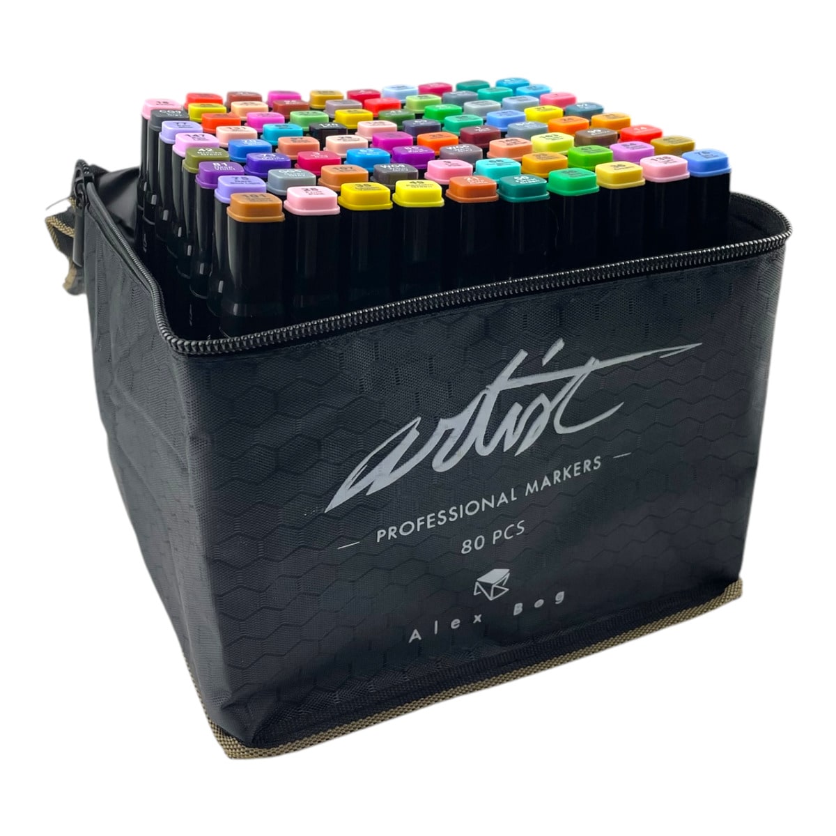 Bolsa canvas 80 rotuladores Professional Markers doble  punta, biselada y fina, tintas base alcohol ARTIST by Alex Bog  multicolor. Multicolor-4