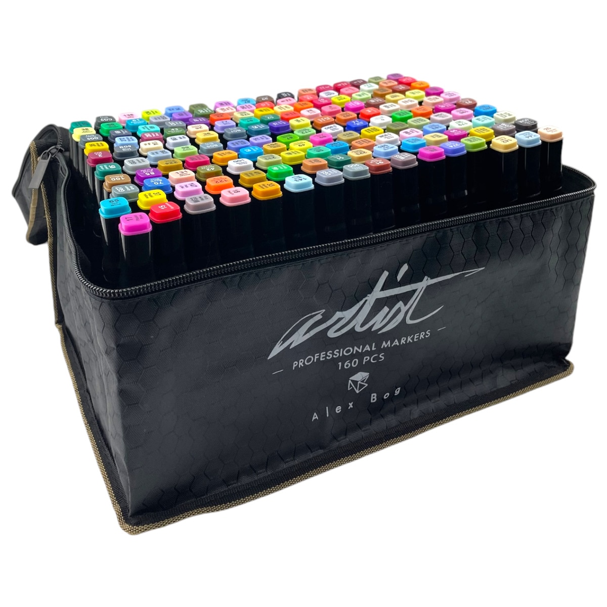 Bolsa canvas 160 rotuladores Professional Markers doble  punta, biselada y fina, tintas base alcohol ARTIST by Alex Bog   multicolor. Multicolor-4