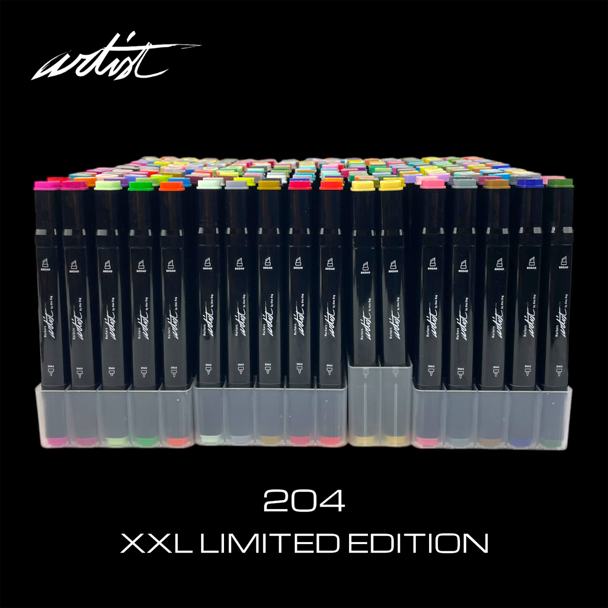 Bolsa canvas 204 rotuladores Professional Markers doble  punta, biselada y fina, tintas base alcohol ARTIST by Alex Bog   multicolor. Multicolor-4