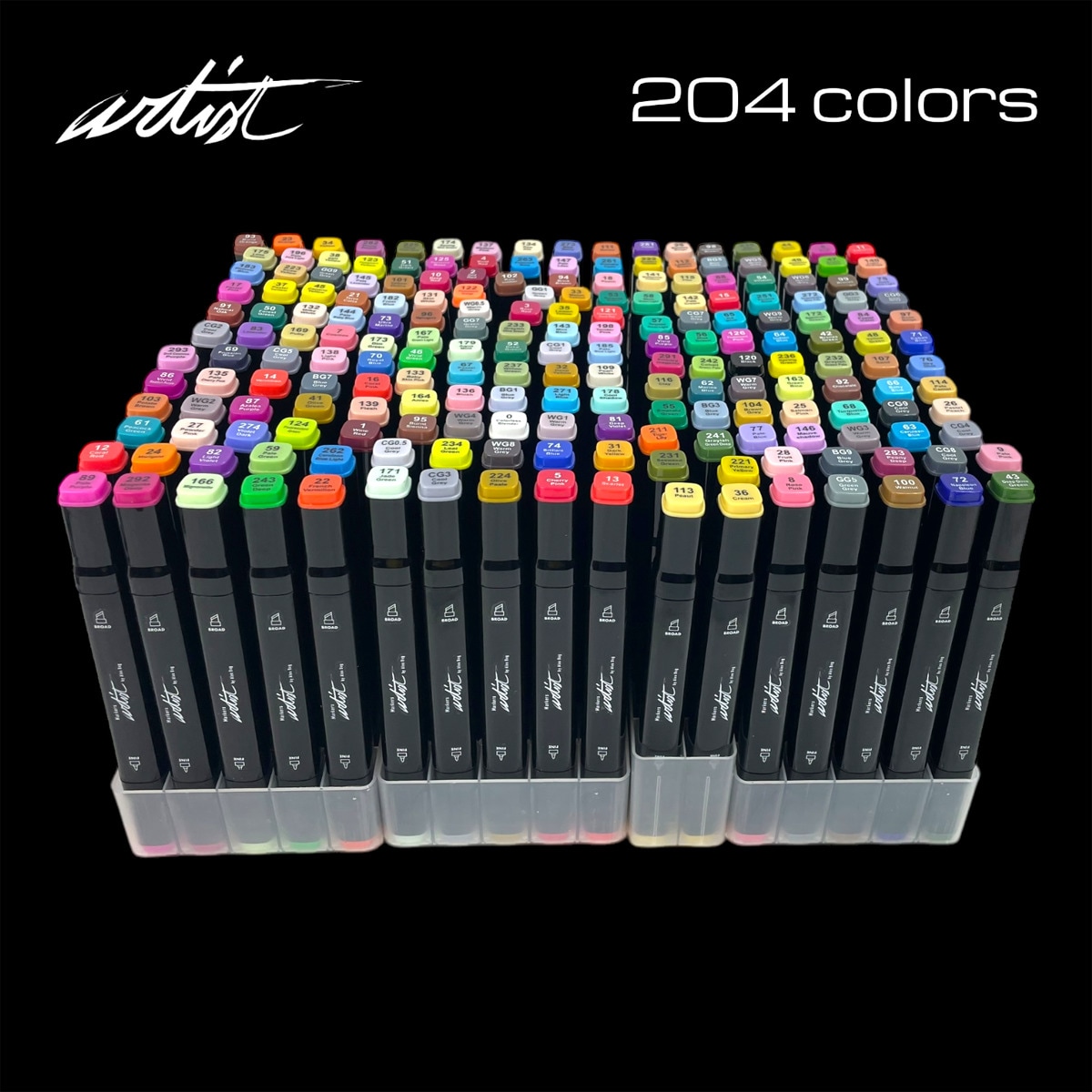Bolsa canvas 204 rotuladores Professional Markers doble  punta, biselada y fina, tintas base alcohol ARTIST by Alex Bog   multicolor. Multicolor-3