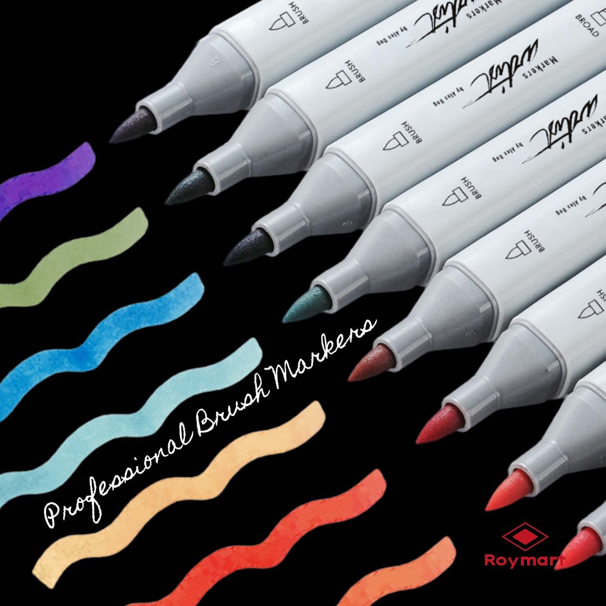 Bolsa canvas 60 rotuladores Professional Brush Markers doble  punta, pincel extra suave y biselada, tintas base alcohol ARTIST by Alex Bog multicol 7
