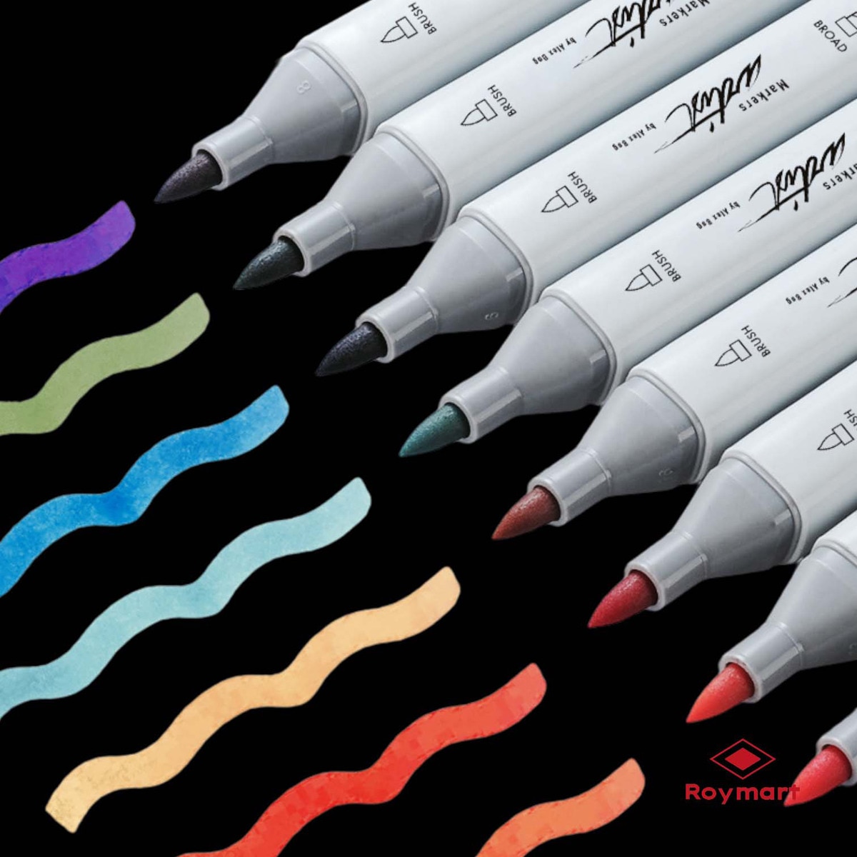 Bolsa canvas 80 rotuladores Professional Brush Markers doble punta, pincel extra suave y biselada, tintas base alcohol ARTIST by Alex Bog multicol 7
