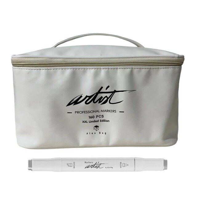 Imagen 0 de Bolsa canvas 160 rotuladores Professional Brush Markers doble  punta, pincel extra suave y biselada, tintas base alcohol ARTIST by Alex Bog multicol