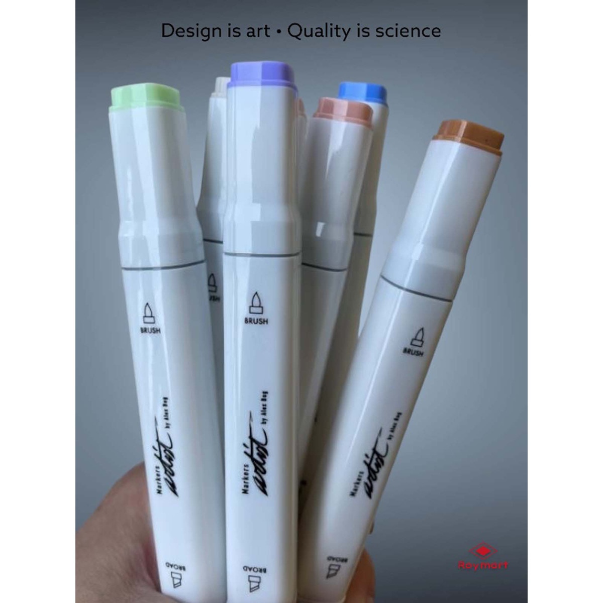 Bolsa canvas 204 rotuladores Professional Brush Markers doble  punta, pincel extra suave y biselada, tintas base alcohol ARTIST by Alex Bog multicol 4