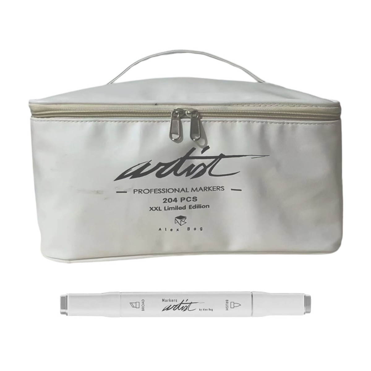 Imagen 0 de Bolsa canvas 204 rotuladores Professional Brush Markers doble  punta, pincel extra suave y biselada, tintas base alcohol ARTIST by Alex Bog multicol