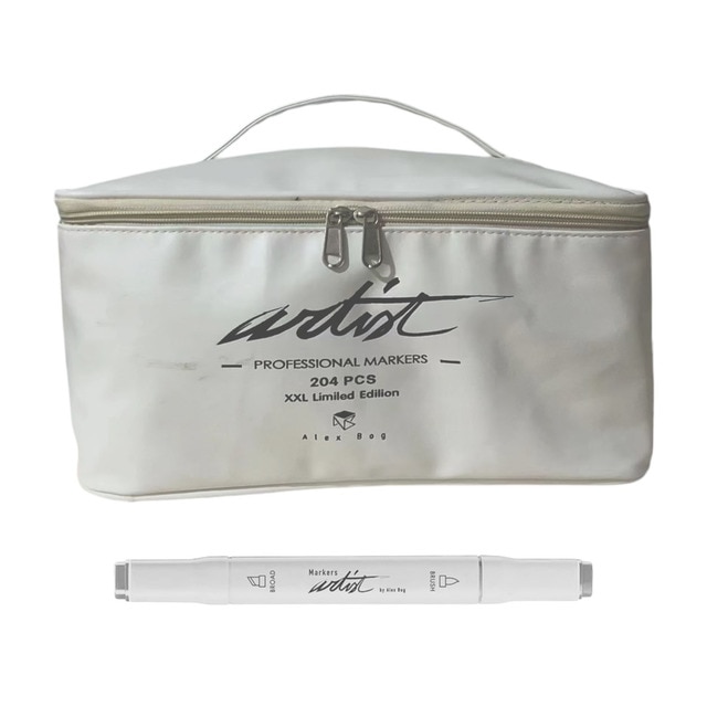 Imagen 0 de Bolsa canvas 204 rotuladores Professional Brush Markers doble  punta, pincel extra suave y biselada, tintas base alcohol ARTIST by Alex Bog multicol