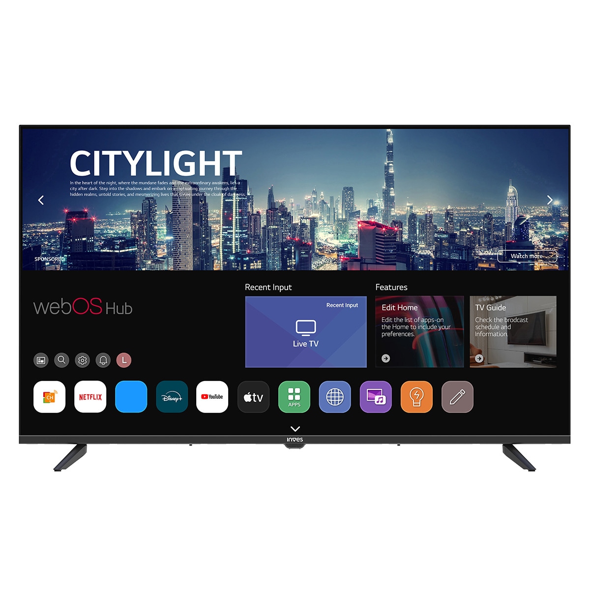 TV LED 109 cm (43") Inves LED-434KWBS2 4K SMT UHD 4K, Smart TV Negro-1