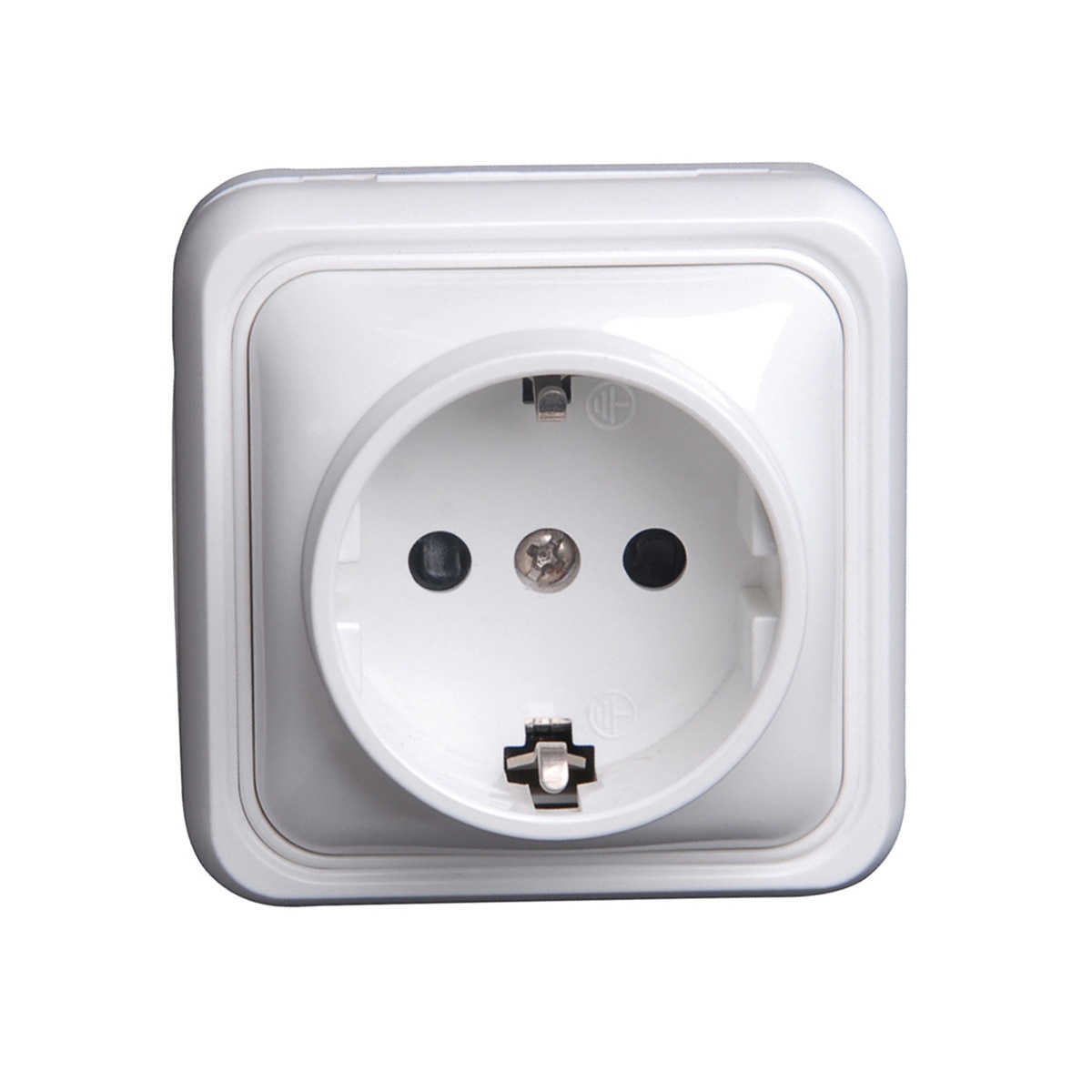 Base Enchufe Schuko de Superficie Especial Canaleta Serie Alfa Simon Blanco-1