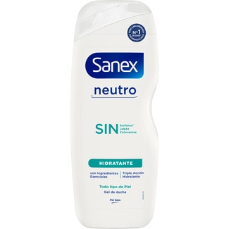 gel de baño Neutro Hidratante SIN sulfatos, sin jabón y sin colorantes botella 600 ml para todo tipo de piel - Sanex Neutro Sin