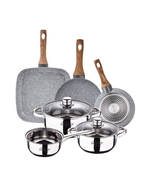 Imagen 0 de Set batería 5 piezas + Set 2 Sarténes + asador