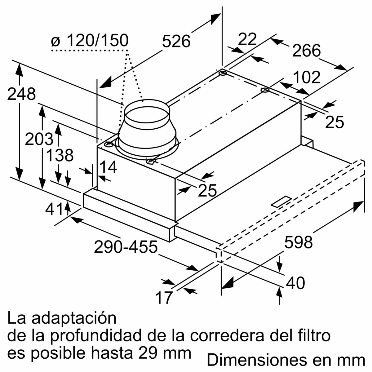 Exaustor Telescópico Encastrável Siemens iQ100 LI64MB521 com 3 Velocidades e de 60 cm - Metálico Prateado Inox-2