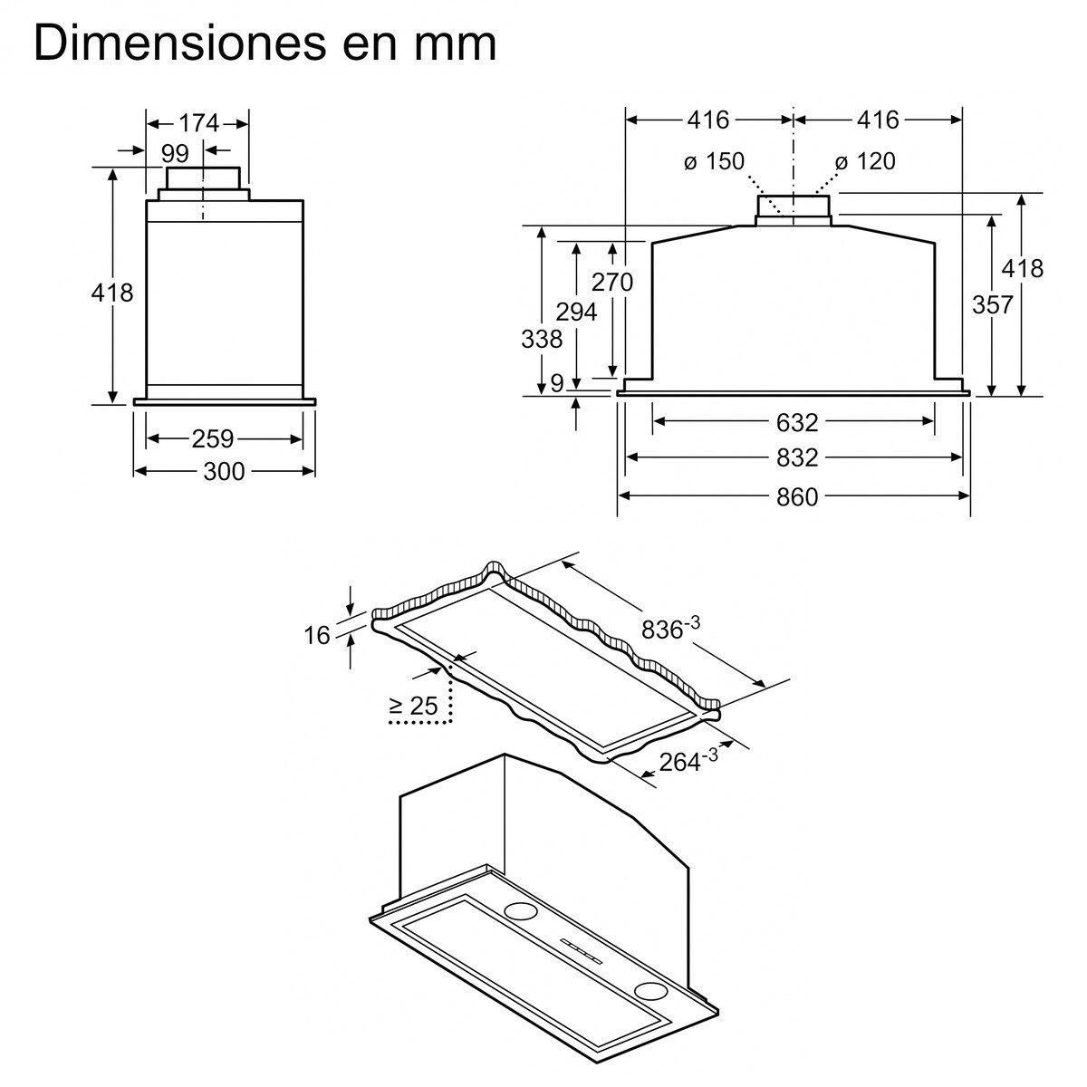 Exaustor Encastrável Siemens iQ700 LB89585M com 4 Velocidades e de 86 cm - Inox Inox-2