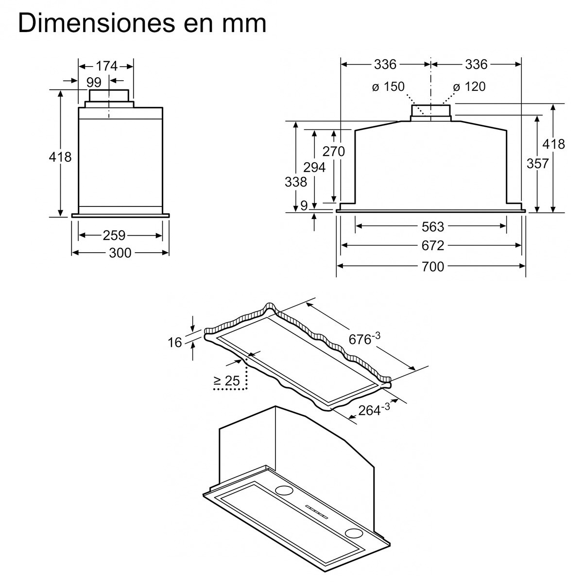 Exaustor Encastrável Siemens iQ700 LB79585M com 4 Velocidades e de 70 cm - Inox 2