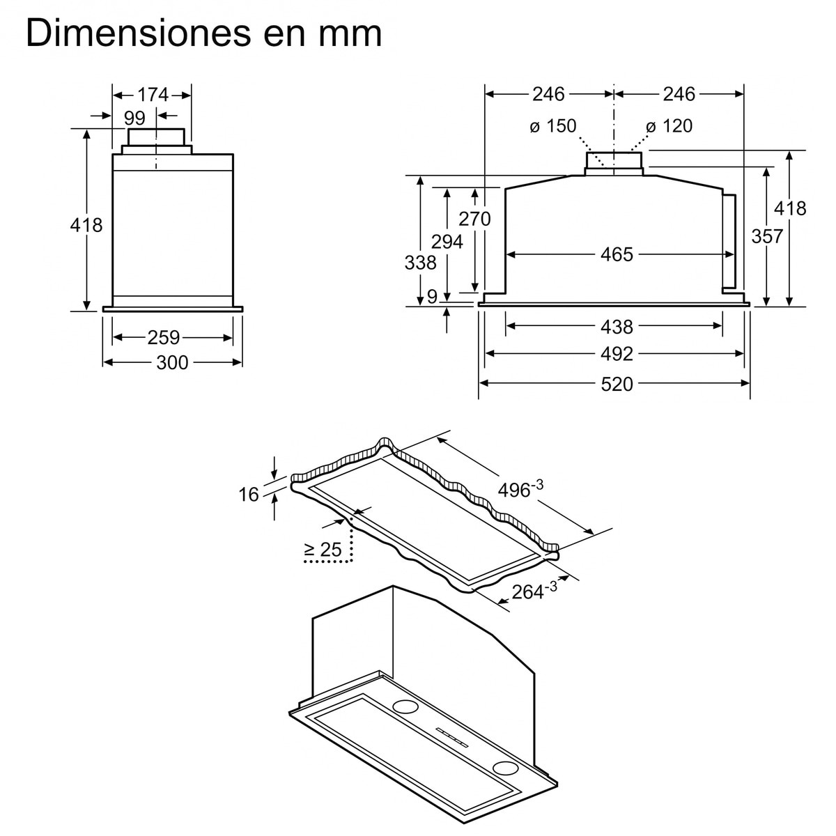 Exaustor Encastrável Siemens iQ700 LB59584M com 4 Velocidades e de 52 cm - Inox Inox-2