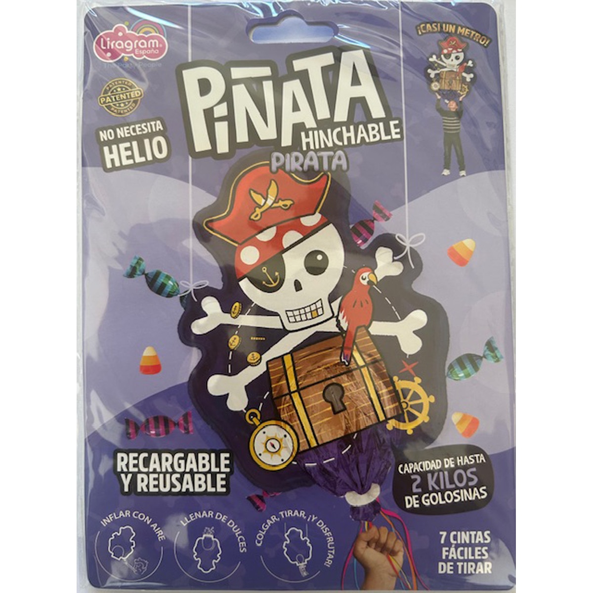 Imagen 0 de Piñata globo hinchable con aire reusable Piratas Liragram multicolor