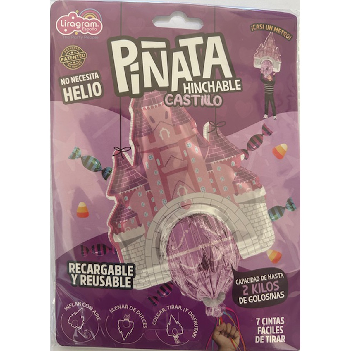 Imagen 0 de Piñata globo hinchable con aire reusable Castillo Liragram multicolor