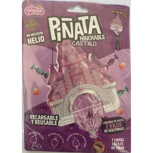 Imagen 0 de Piñata globo hinchable con aire reusable Castillo Liragram multicolor