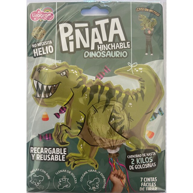 Imagen 0 de Piñata globo hinchable con aire reusable Dinosaurio Liragram multicolor