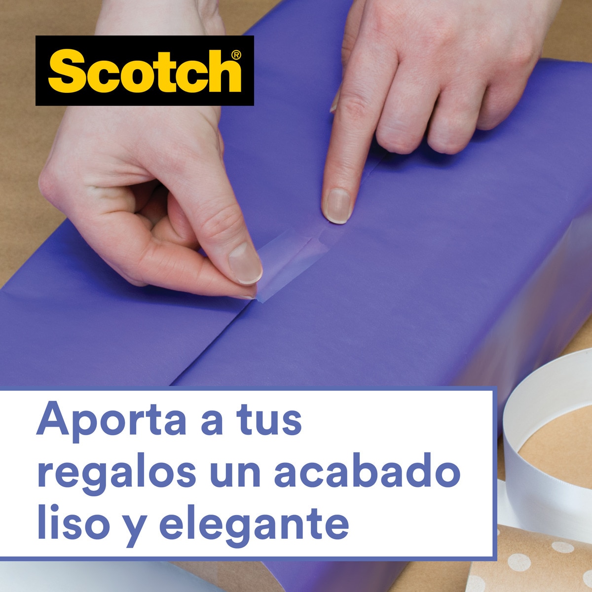 Cinta satinada para envolver regalos 19 mm x 15m Scotch Transparente-4