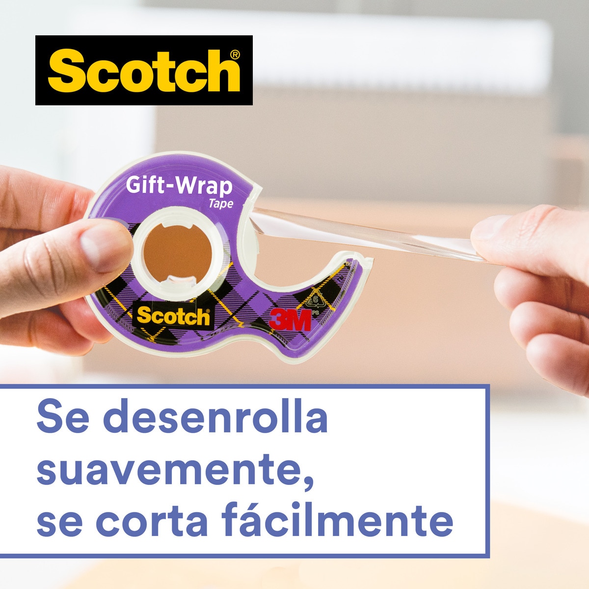 Cinta satinada para envolver regalos 19 mm x 15m Scotch Transparente-3