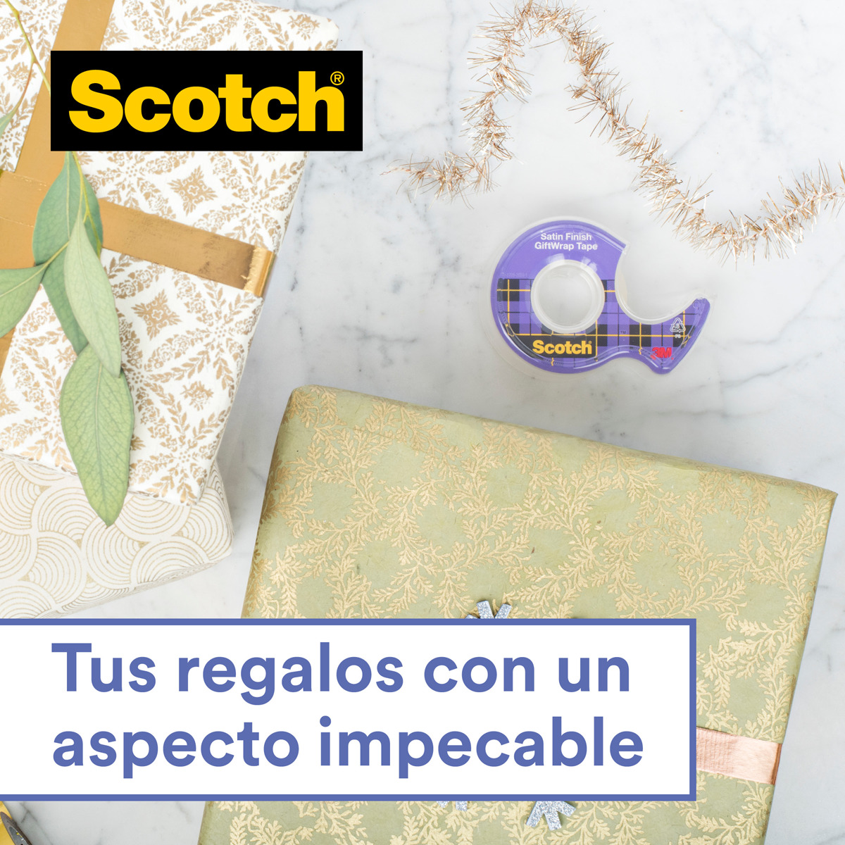 Cinta satinada para envolver regalos 19 mm x 15m Scotch Transparente-2