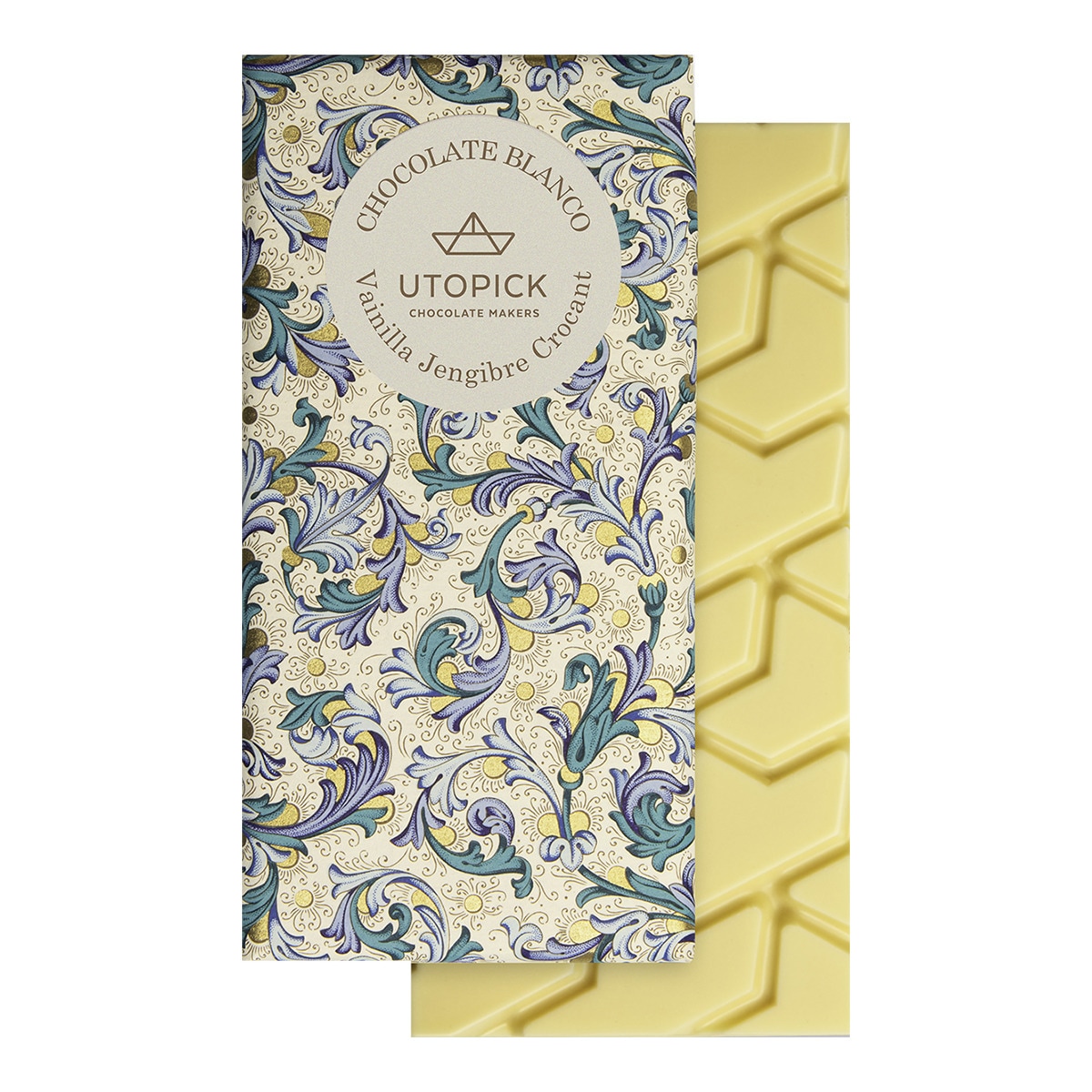 Tableta de chocolate blanco con vainilla, jengibre y crocant Utopick 1