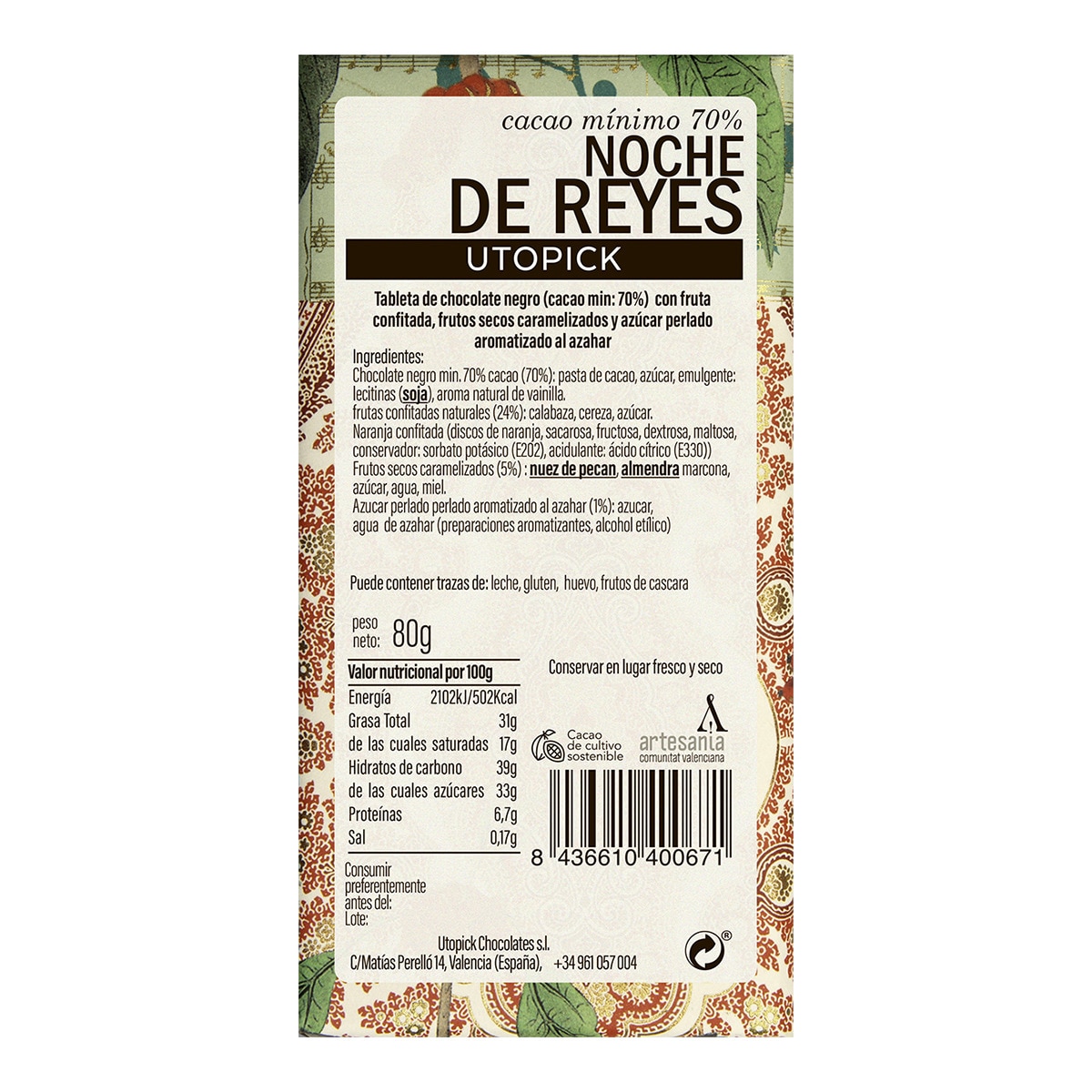 Tableta de chocolate negro Noche de Reyes Utopick 2