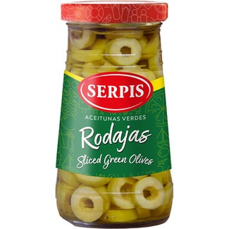aceitunas verdes manzanillas en rodajas frasco 150 g neto escurrido - Serpis