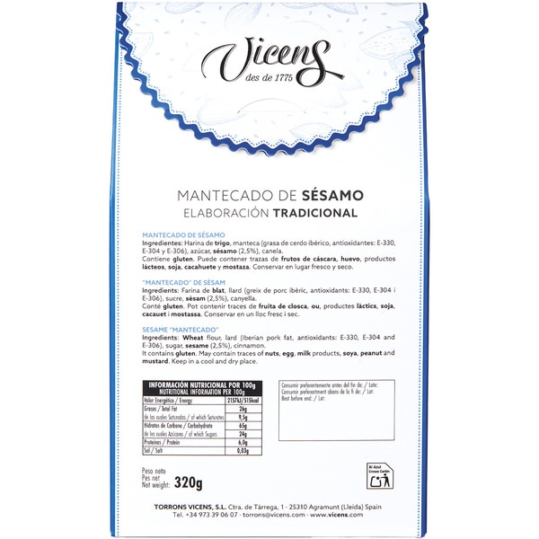 Sesam-Mantecado Schmalzgebäck Karton 320 g