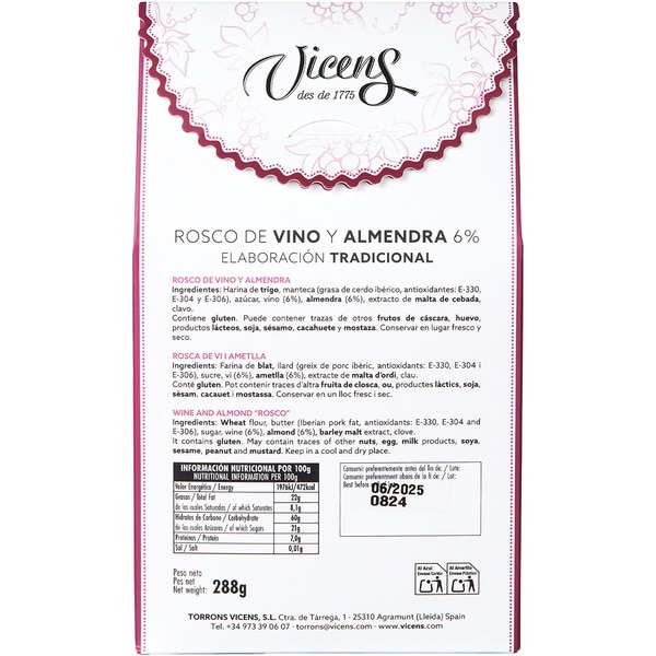 Weinkringel mit Mandeln 6% Behälter 288 g