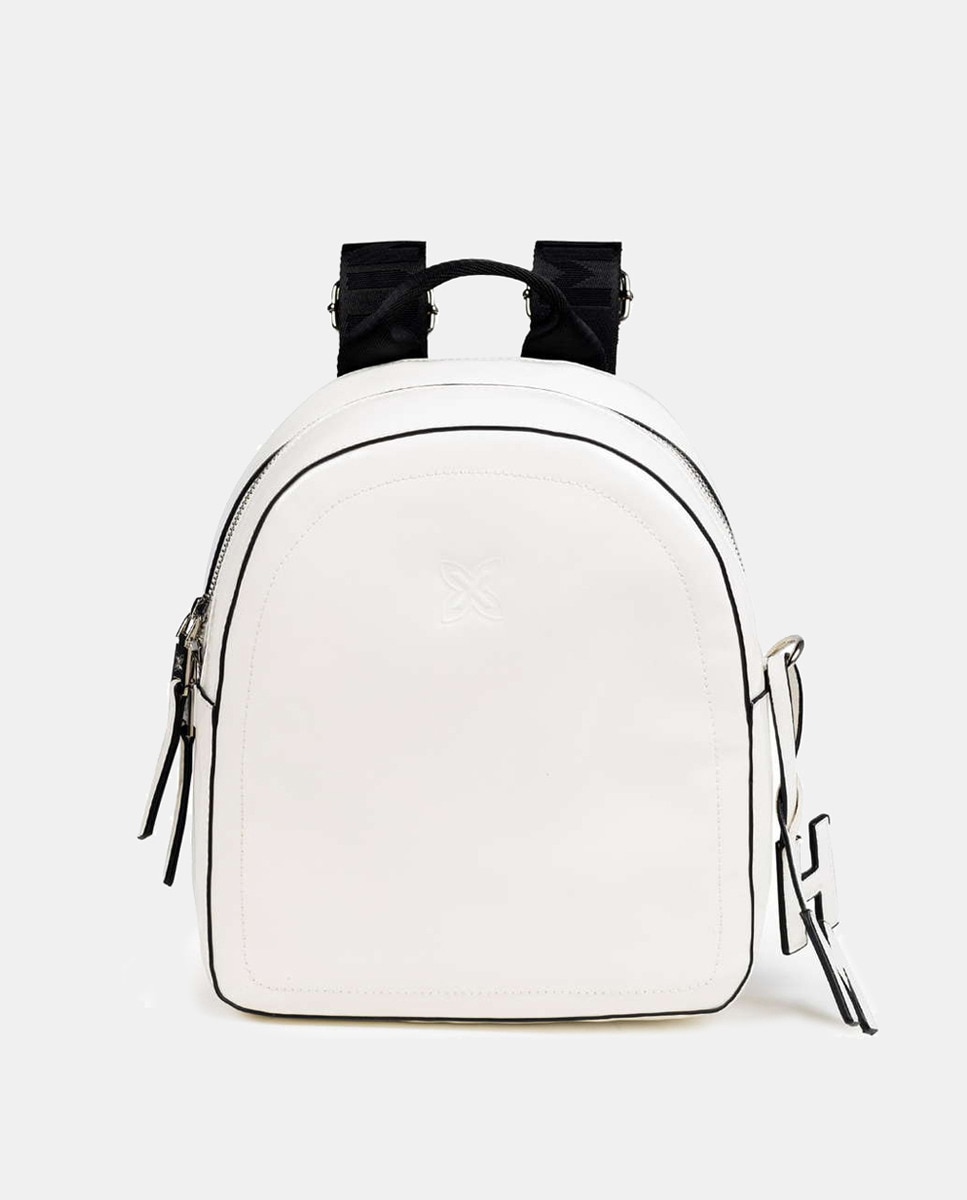 Mochila de Tamanho Médio com Fecho de Correr Branco-1