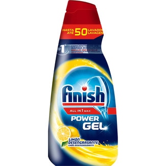 detergente lavavajillas todo en 1 Max Power Gel limón desengrasante botella 50 dosis - Finish