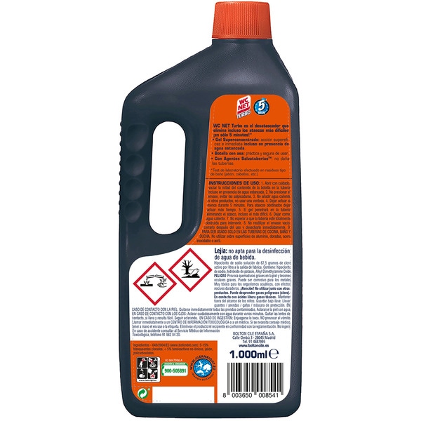 desatascador Turbo para atascos difíciles botella 1000 ml