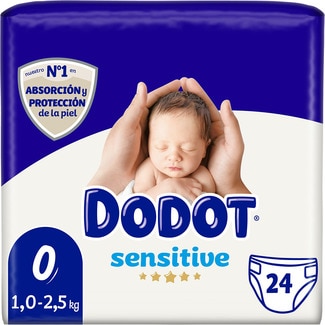 Sensitive pañales prematuro menos de 3 kg talla 0 bolsa 24 unidades - Dodot