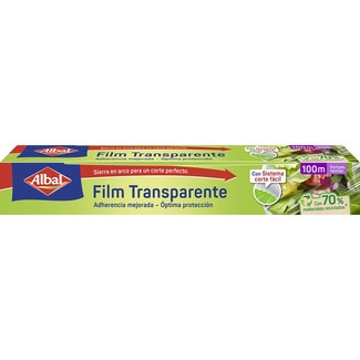 film transparente muy adherente y fácil de cortar rollo 100 m - Albal