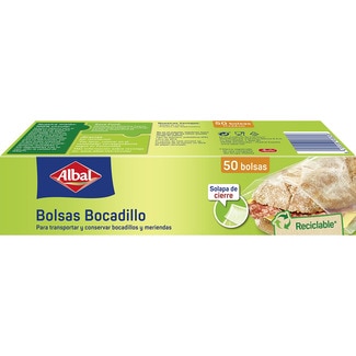 bolsa para bocadillos con solapa de cierre caja 50 unidades - Albal