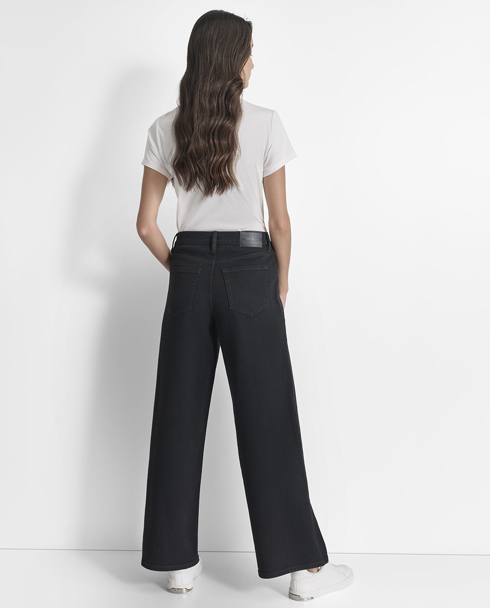 Jeans Largas com Cintura Subida Azul-4