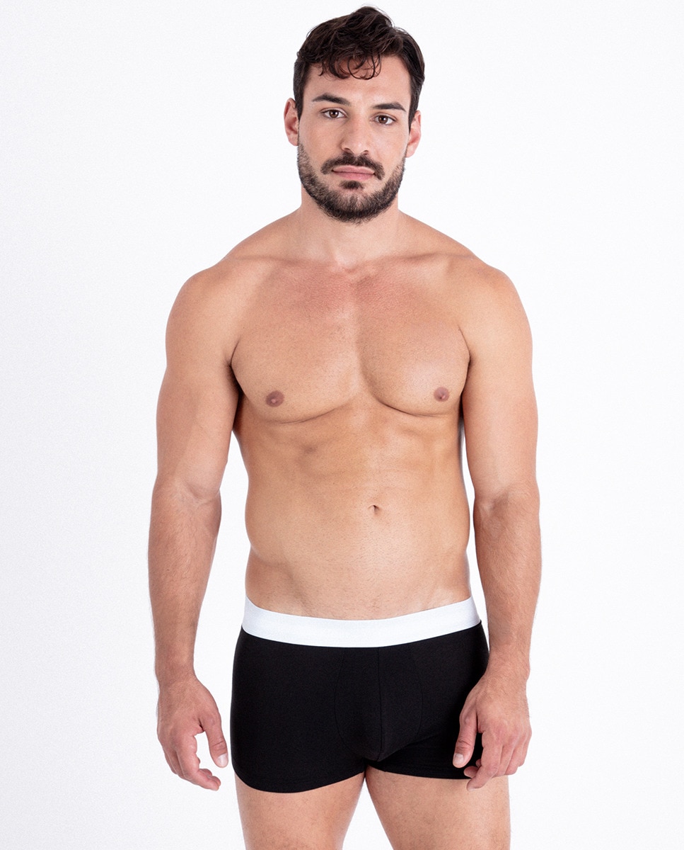 Pack de 5 Boxers Justos com Cintura Baixa - Cotton Stretch Preto-10