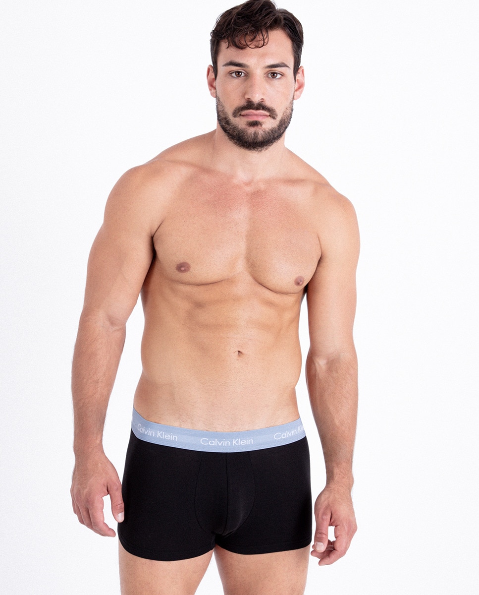 Pack de 5 Boxers Justos com Cintura Baixa - Cotton Stretch Preto-1