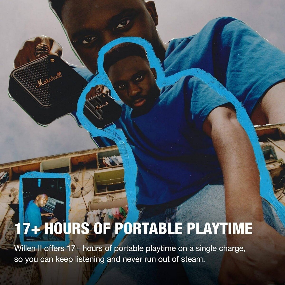 Coluna Portátil Marshall Willen II - Black & Brass Preto-3