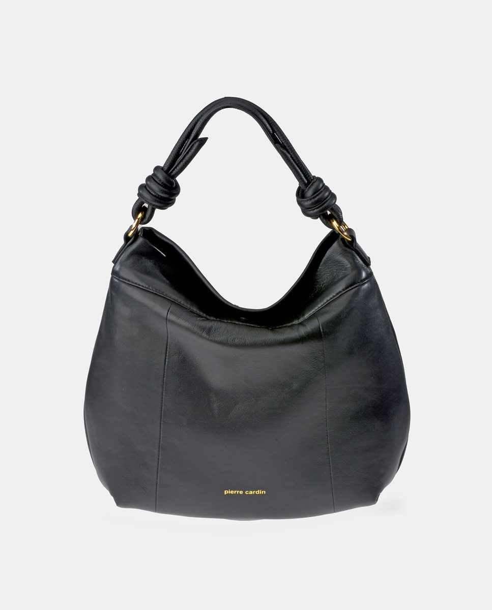 Bolso de hombro en piel color - Pierre Cardin - Negro Negro-1