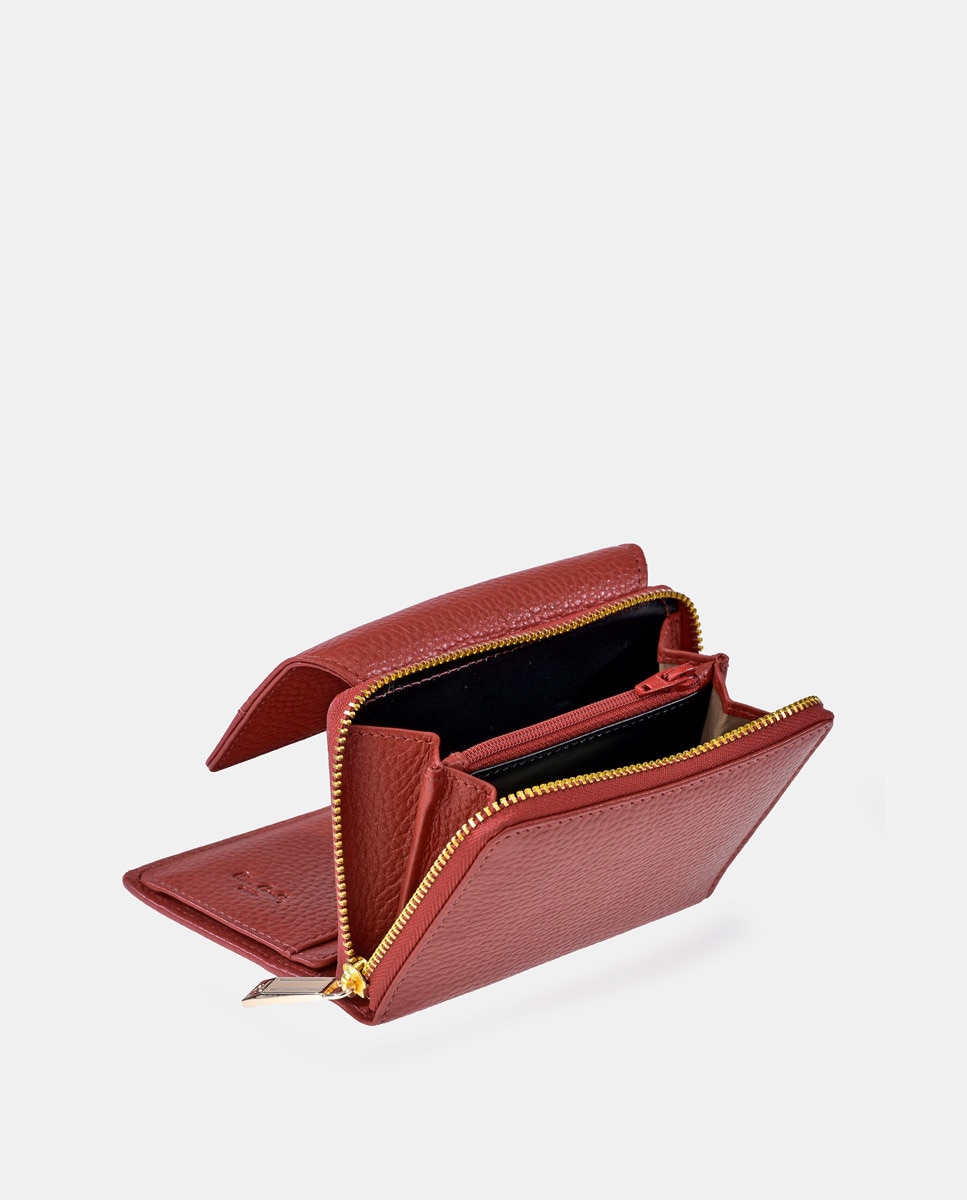 Porta-Moedas em Pele com Secção para Notas - Vermelho Vermelho-3