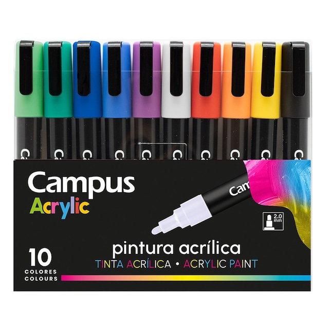 Imagen 0 de Pack Rotuladores Acrílicos Campus Acrylic 10 colores Básicos