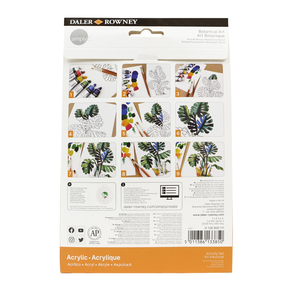 Activity set acrílico temática botánica Simply Daler-Rowney Multicolor-4