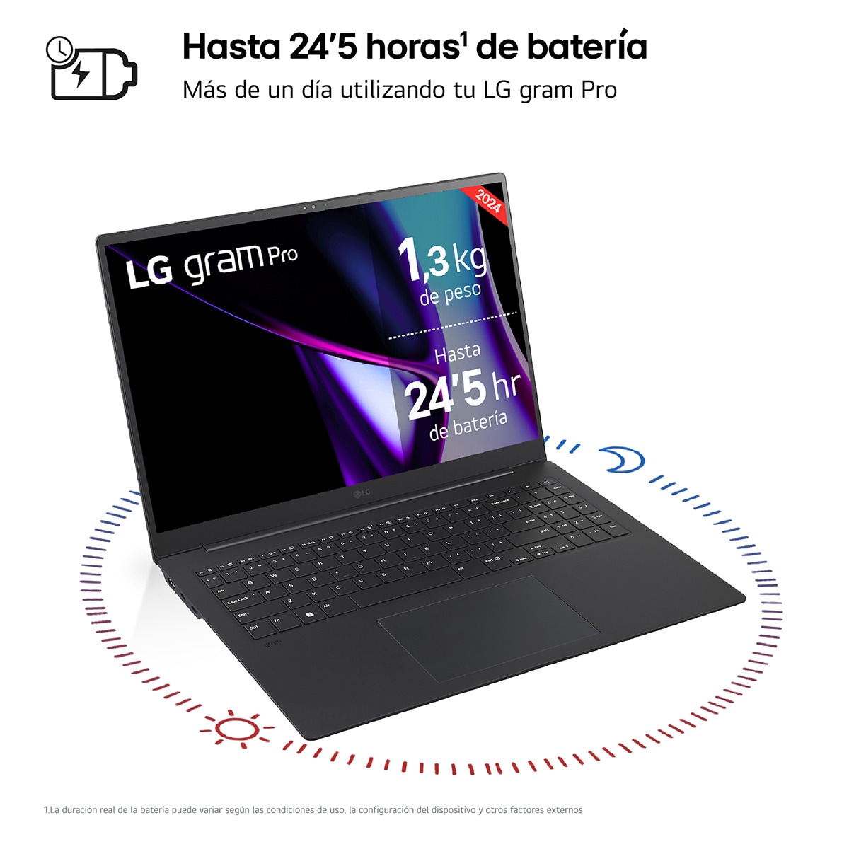 Portátil LG gram Pro 16Z90SP, Intel Core Ultra 7-155H, 32GB, 1TB SSD, GeForce RTX 3050 4GB, 16", W11 Negro-6