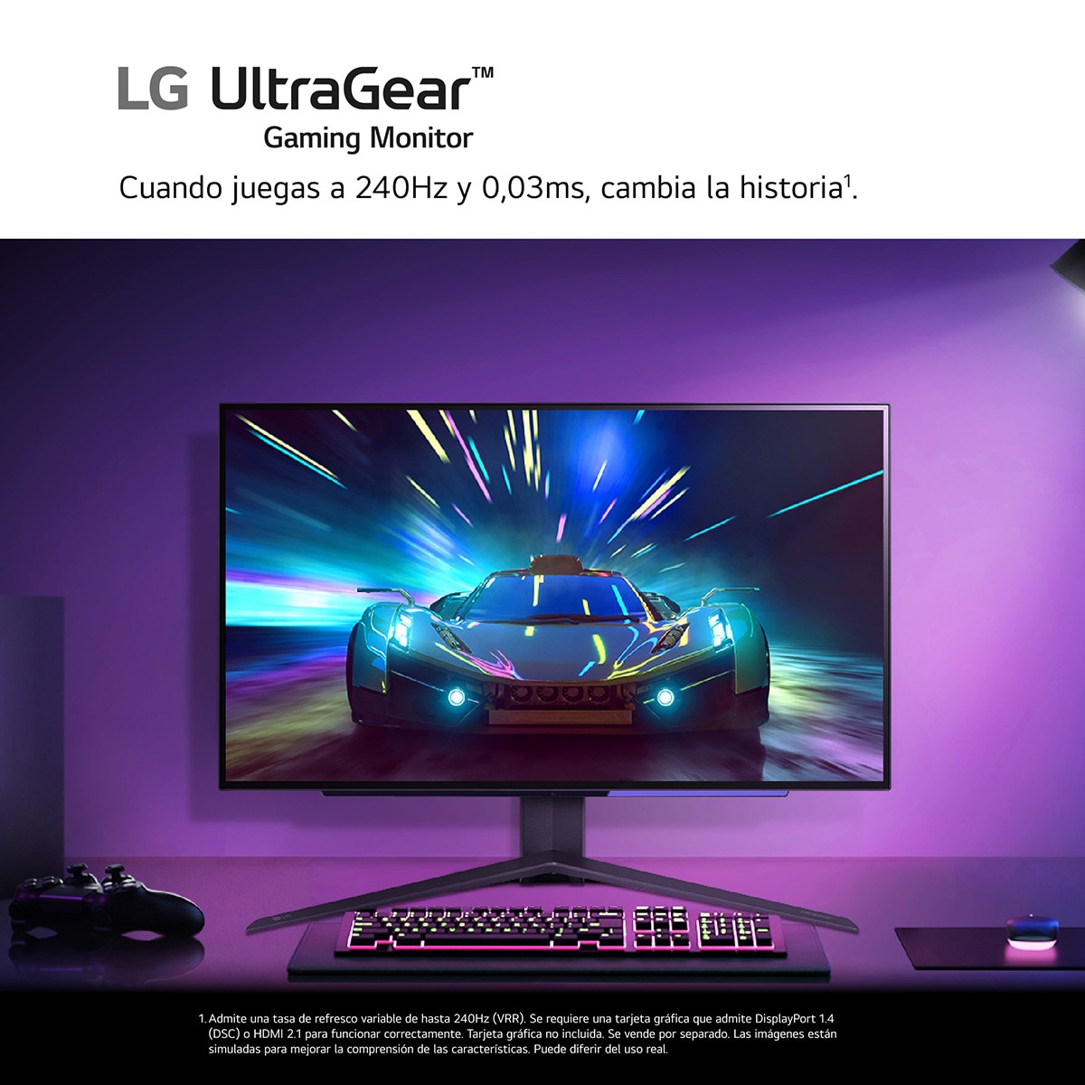 Monitor Gaming 68,3 cm (27") LG UltraGear 27GS95QE-B, 240 Hz, OLED QHD, DisplayHDR True Black 400, AMD FreeSync 11
