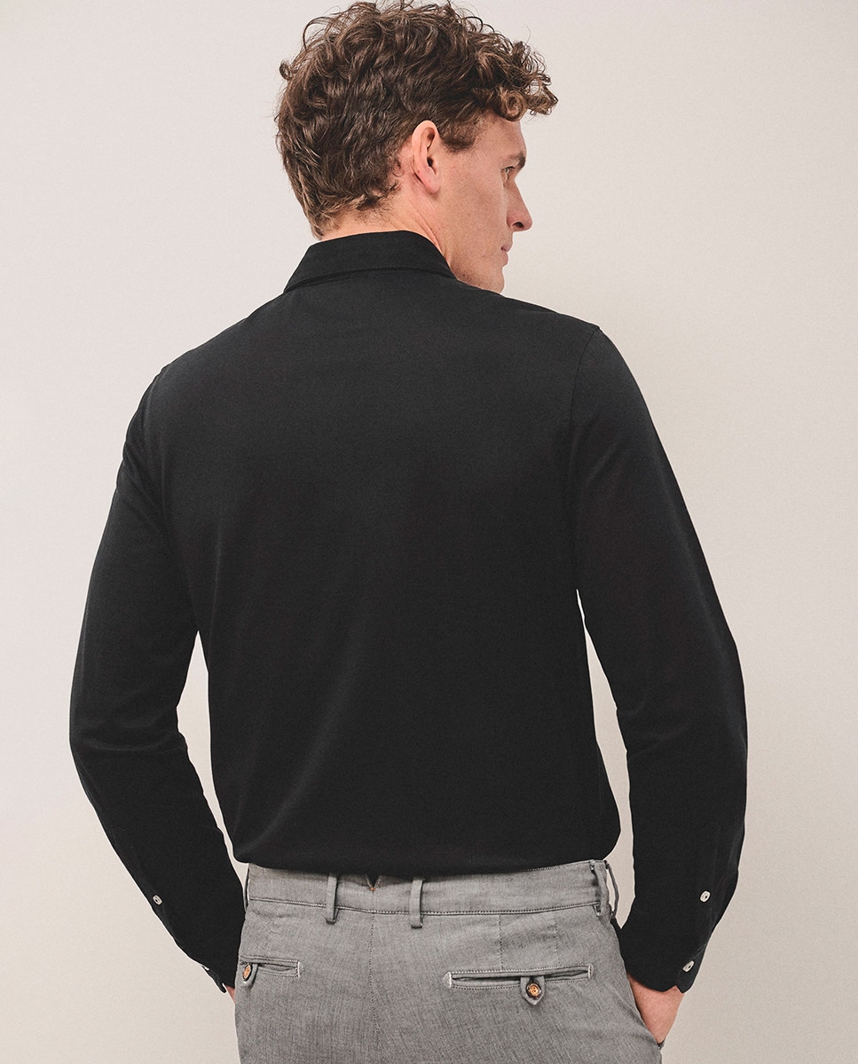 Camisa Casual Regular Fit Piqué Preto-2