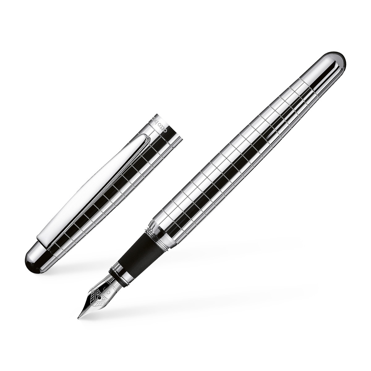 Estilográfica plata 925 pulida con guilloche rectangular Otto Hutt Plata-1